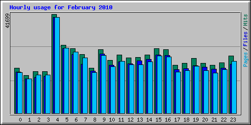 Hourly usage for February 2010